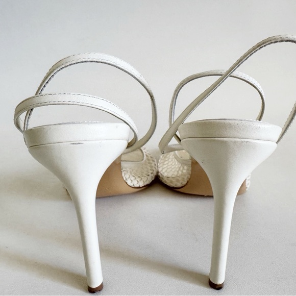 Black Suede Studio Millie 100 Mesh Heels 8.5 Ivory Crochet European Resort Chic - Picture 12 of 15